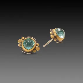 Apatite & Gold Stud Earrings