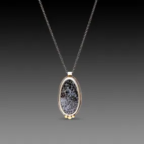 Bryozoan Fossil Necklace with Three Gold Dots