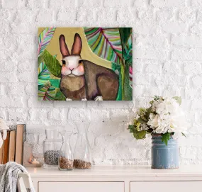 Carrot Cake Bunny In Leaves Canvas Wall Art