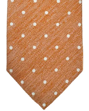 Cesare Attolini Silk Tie Peach Silver Dots SALE