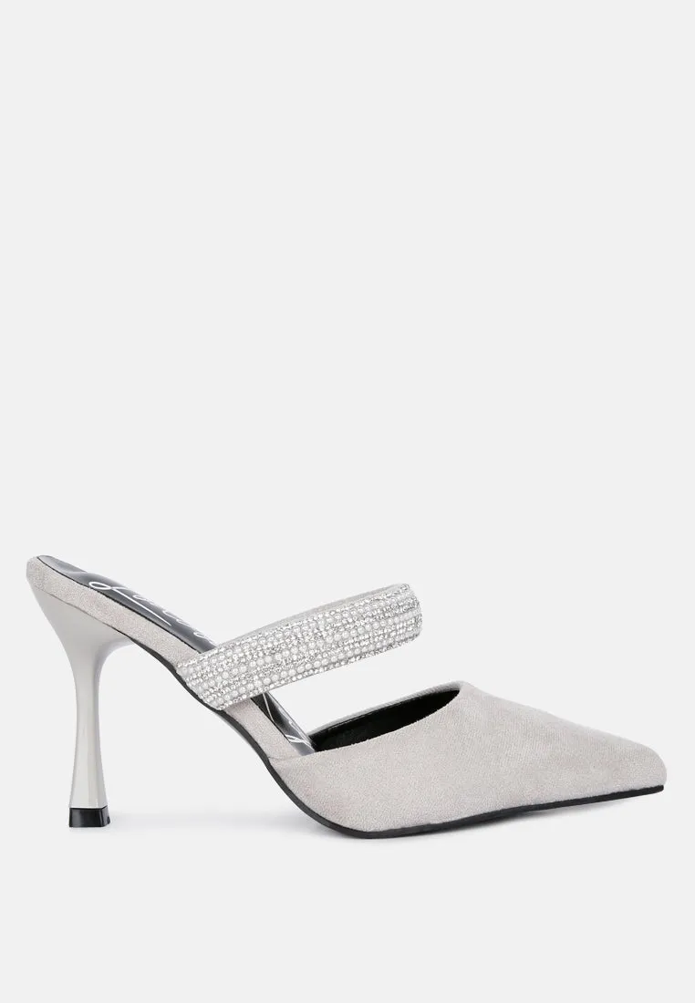 Fauci Diamante Strap Heeled Mules By Ruw