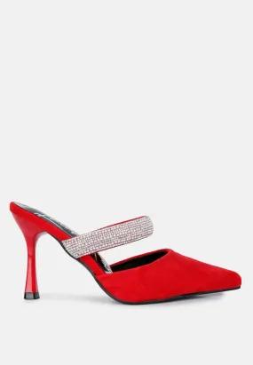 Fauci Diamante Strap Heeled Mules By Ruw