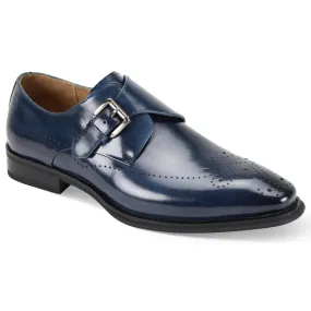 Giovani Blue Leather Monk Strap Shoe