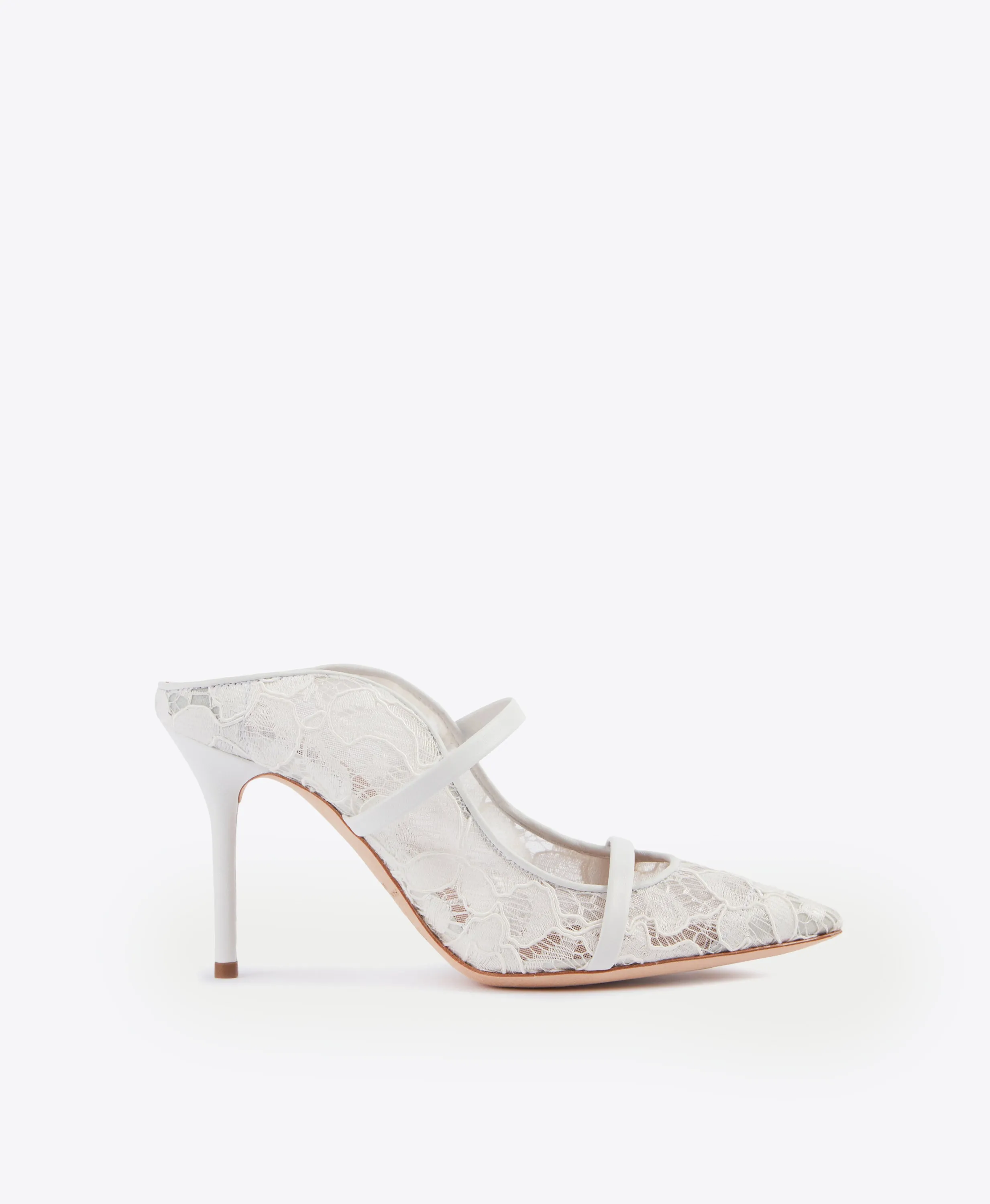 Maureen 85 - White Lace Stiletto Mule