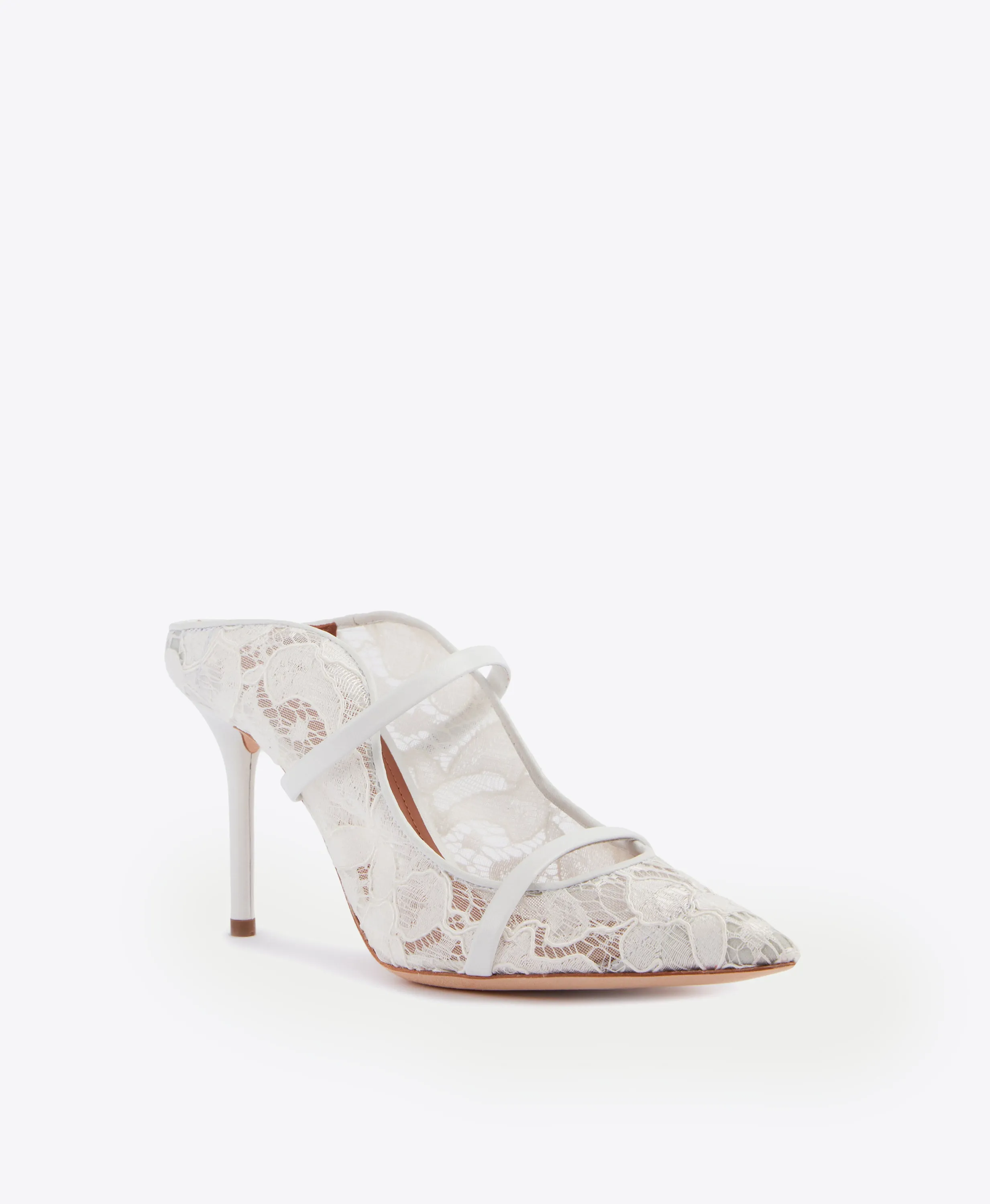 Maureen 85 - White Lace Stiletto Mule