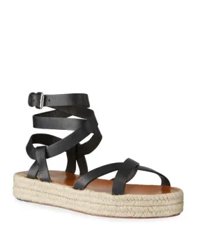 Melyz Leather Ankle-Wrap Espadrilles