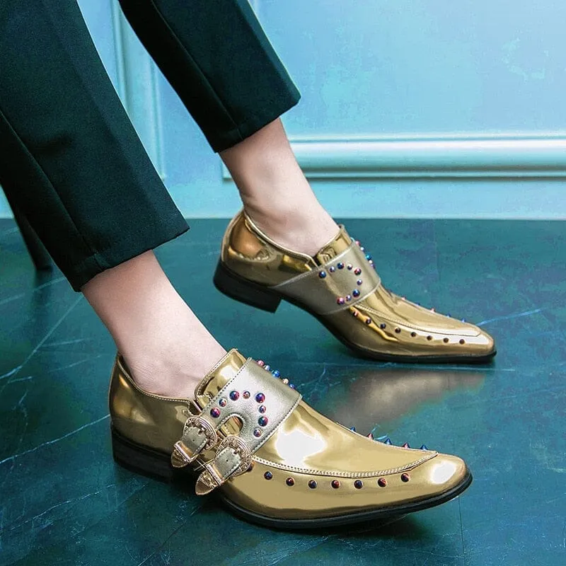 The Dorado Patent Leather Studded Pointed Toe Dress Shoes