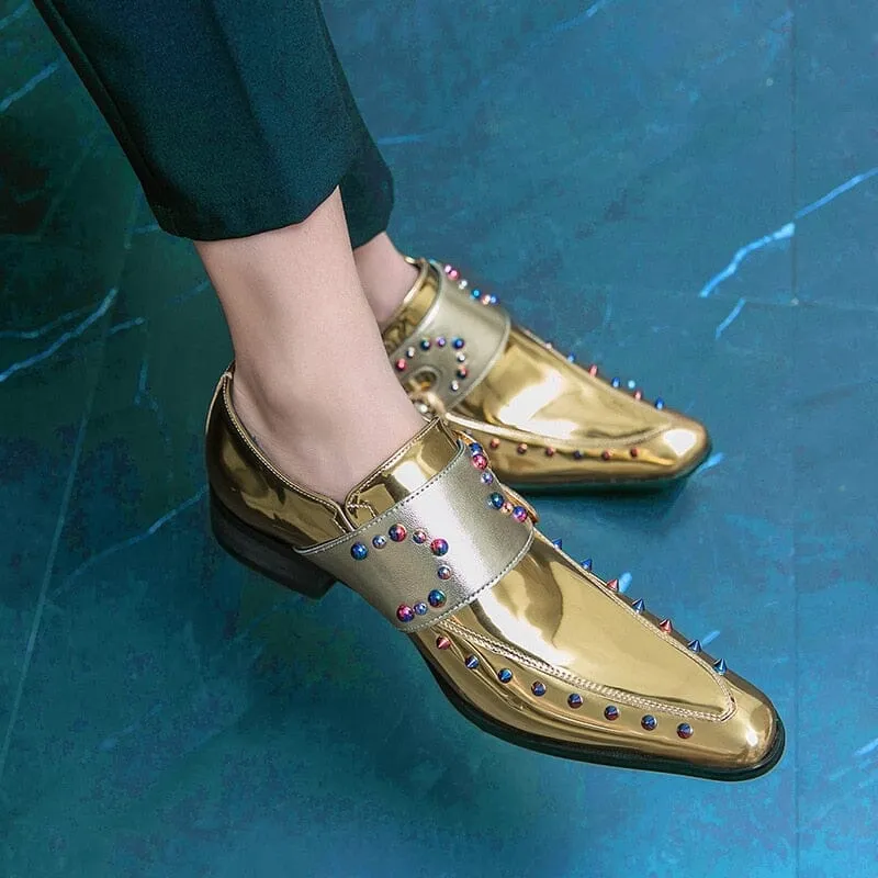 The Dorado Patent Leather Studded Pointed Toe Dress Shoes