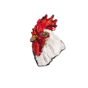 white leghorn rooster brooch